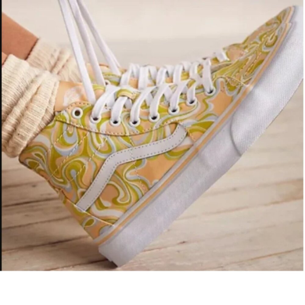 BNWT Vans SK8-HI Tapered 'Yellow Green' swirl (5) KICKS